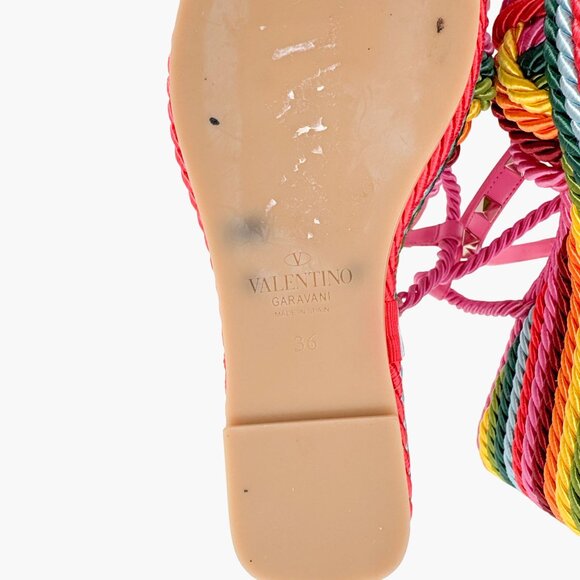 Valentino Garavani Torchon Rainbow Wedge Sandals EU 36 US 6 Rockstud Braided - Picture 12 of 13